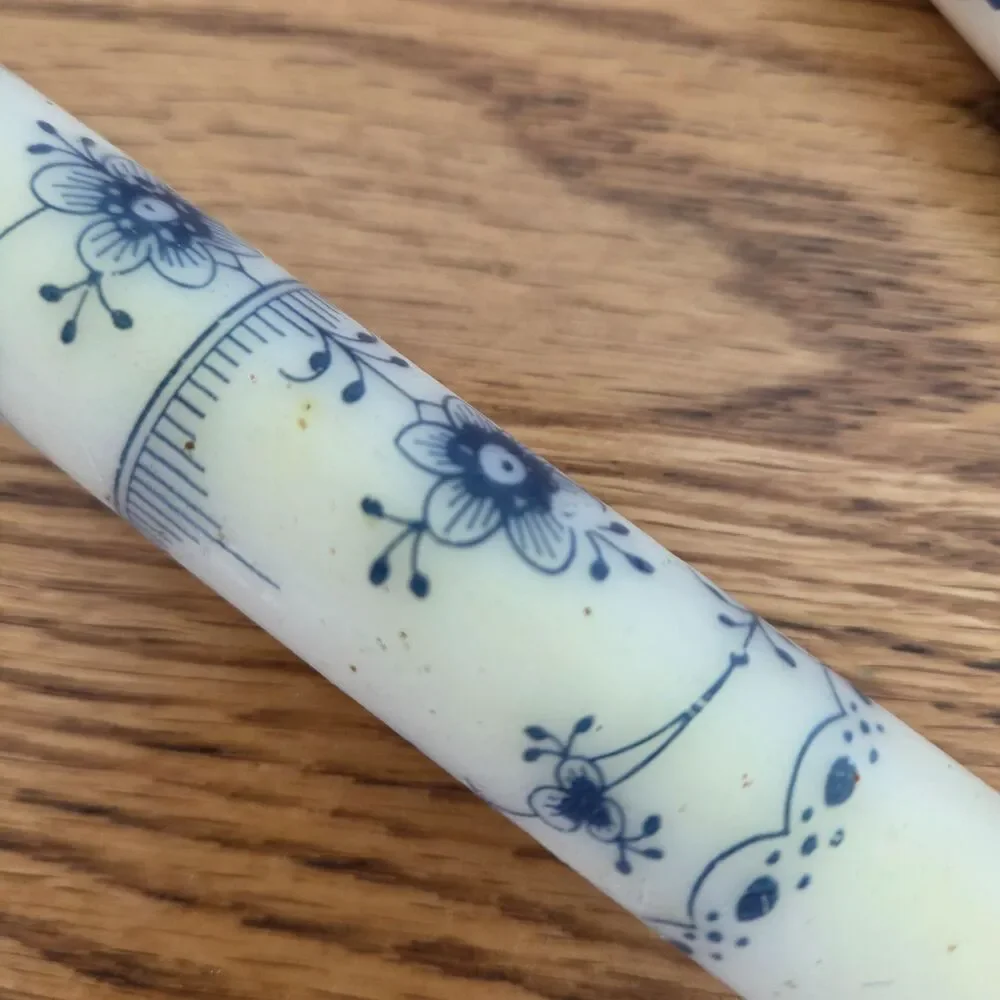 Vintage Kunstindustrien Denmark Royal Taper Candles - Blue Fluted Pattern (Pair)